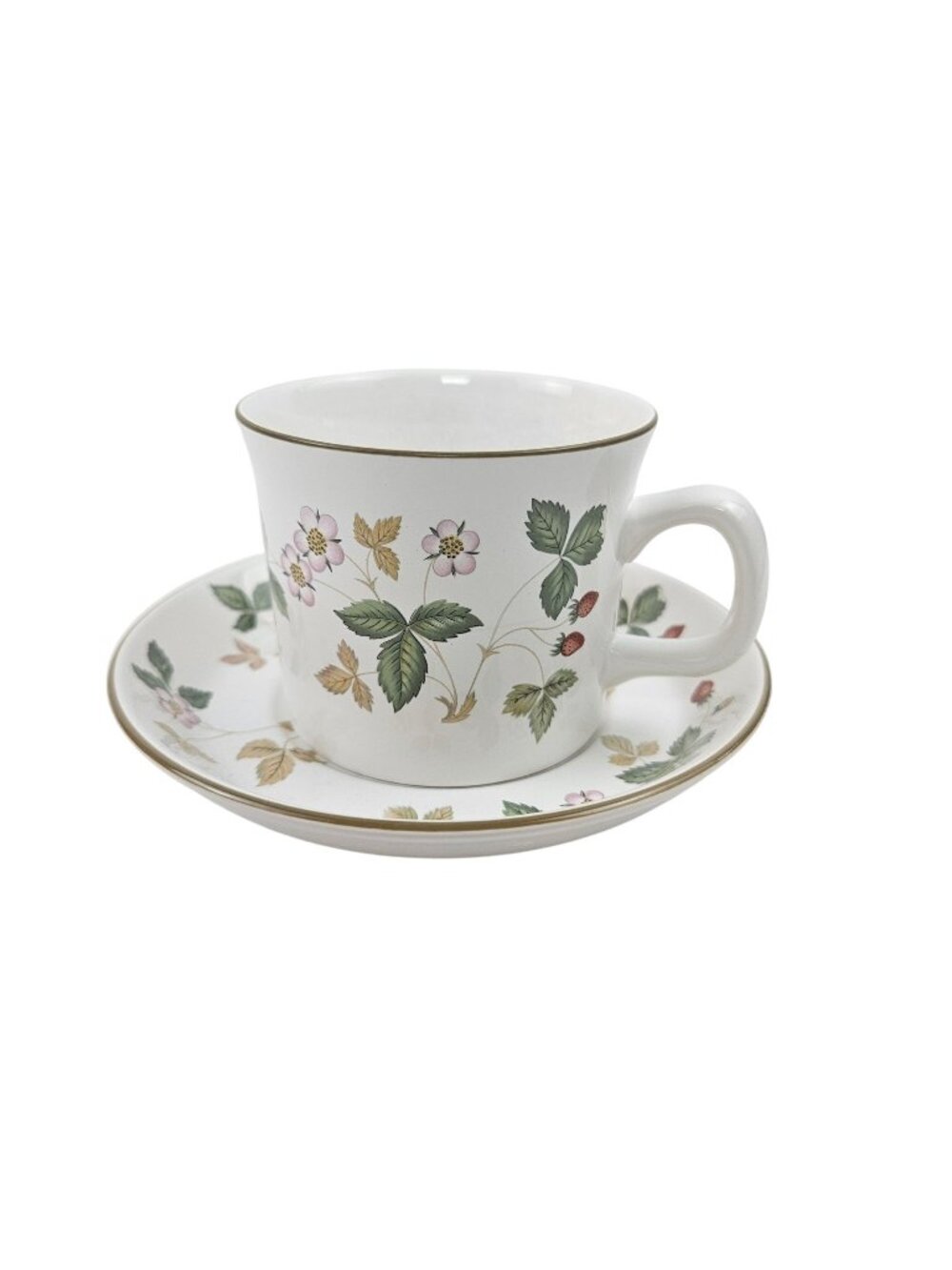Wedgwood Wild Strawberry Flat Cup Saucer Set Earthenware England Vintage